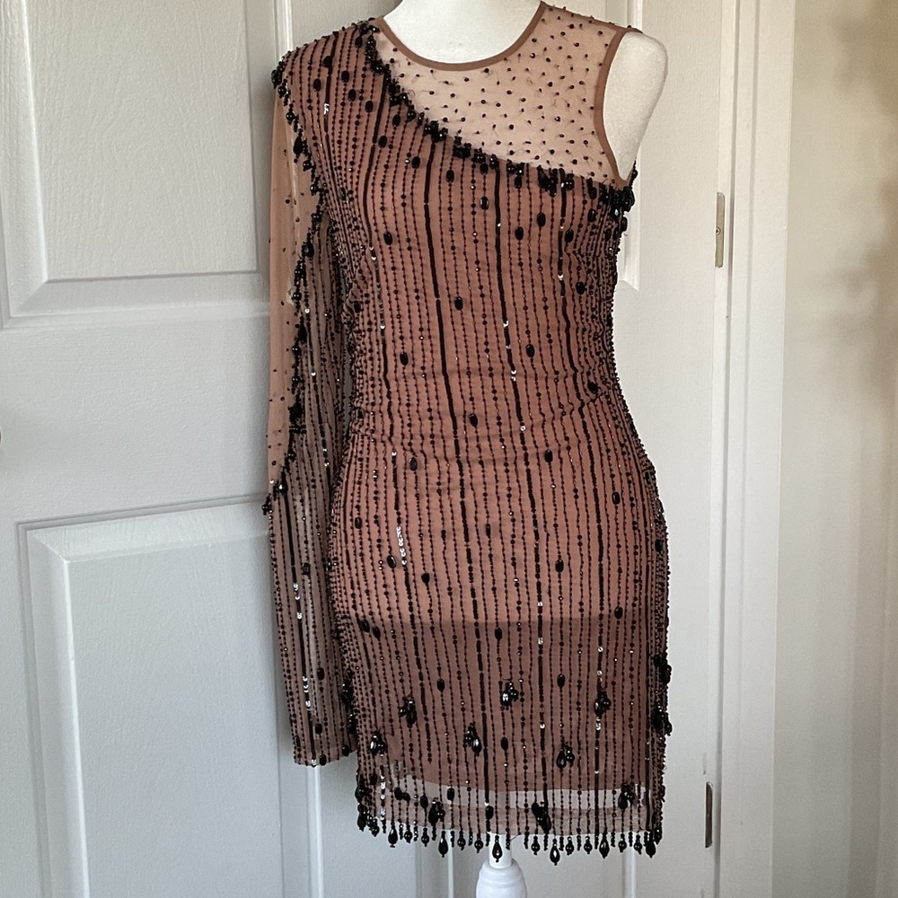 NBD Black and Tan Long Sleeve Dress - Picture 4 of 8